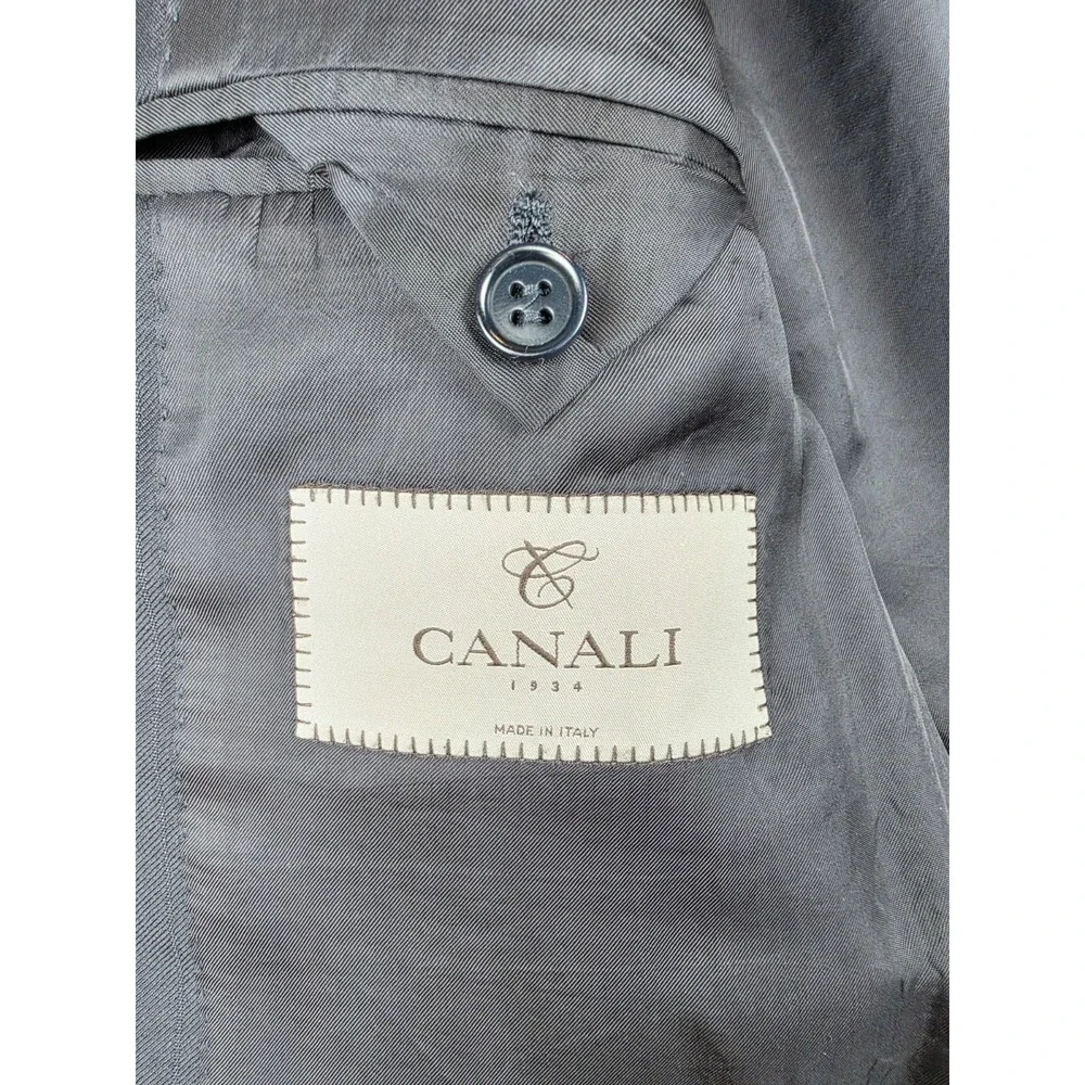 Canali 1934 2Pc Pinstripe Suit Mens 44L Gray 100% Wool Made in Italy Notch